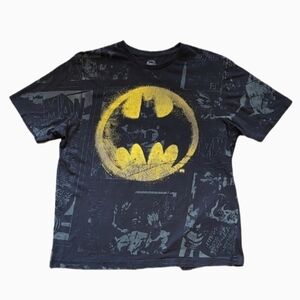DC Comics Batman TShirt Mens Large Black Distressed Logo Short Sleeve Top